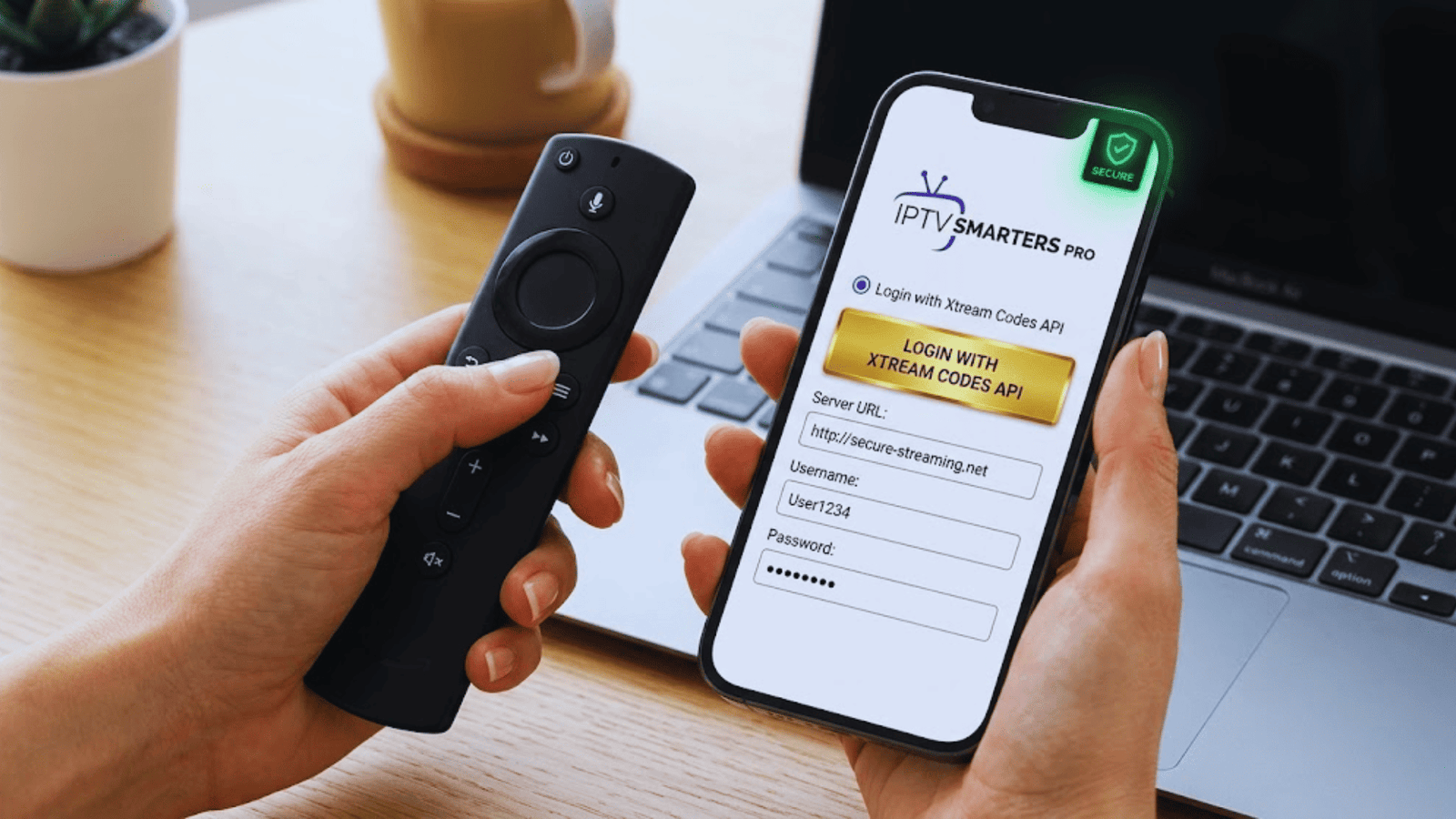 IPTV speler interface met zendergids en favorieten