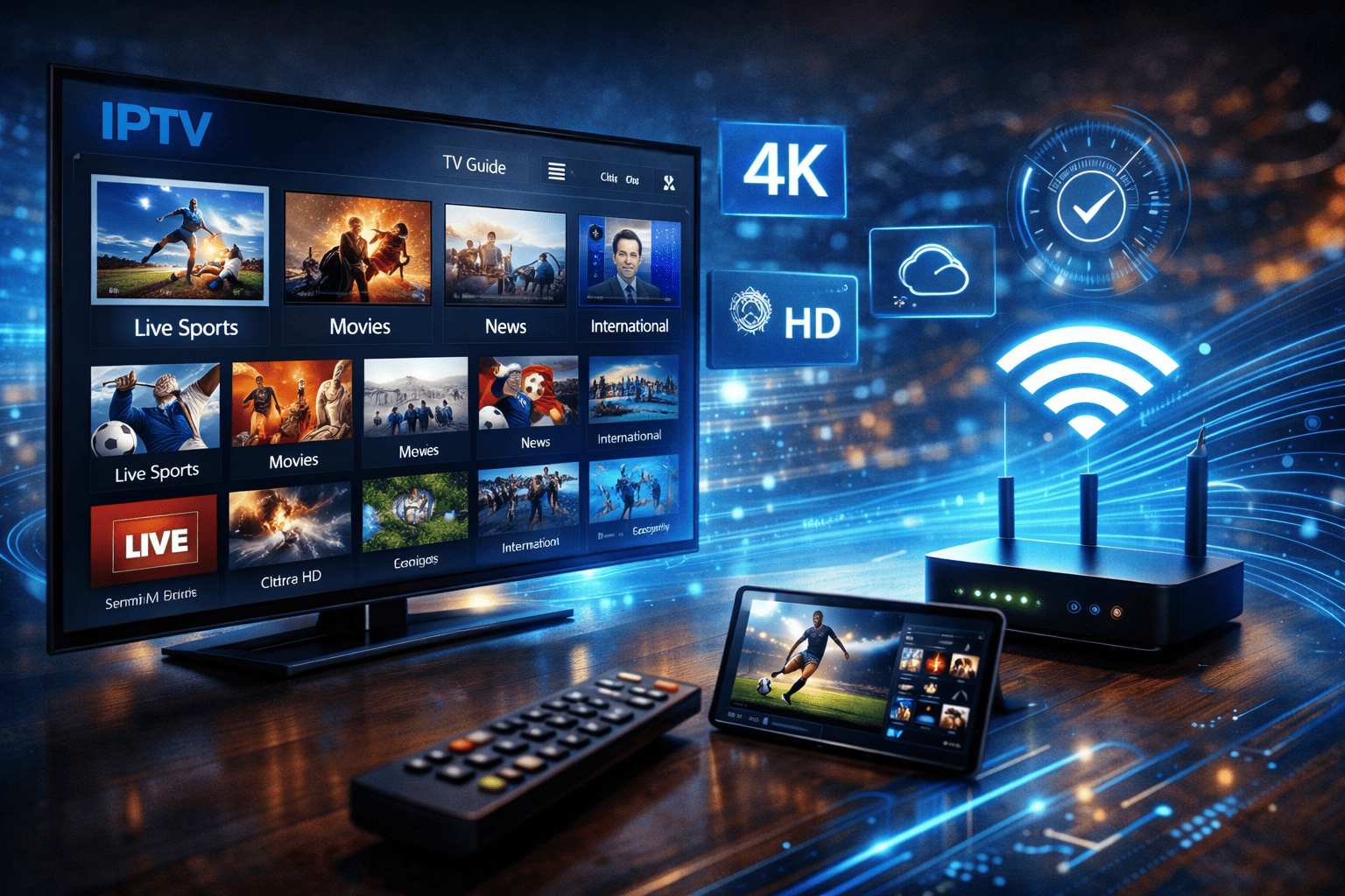 iptv diensten vergelijking met verschillende aanbieders en hun functies op een digitaal dashboard